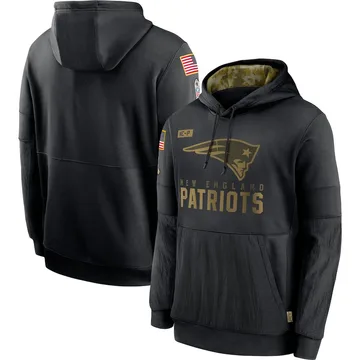 Men's Nike New England Patriots Black 2020 Salute to Service Sideline Performance Pullover Hoodie -