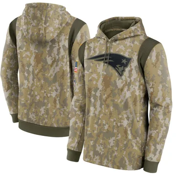 Men's Nike New England Patriots Camo 2021 Salute to Service Therma Performance Pullover Hoodie