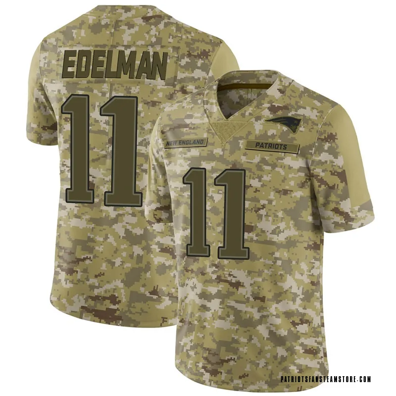 Men s Nike New England Patriots Julian Edelman Camo 2018 Salute to Service Jersey Limited