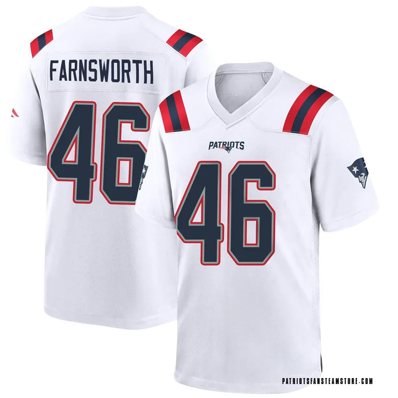 Men s Nike New England Patriots Wes Farnsworth White Jersey Game