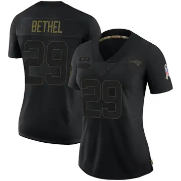 Women's Nike New England Patriots Justin Bethel Black 2020 Salute To Service Jersey - Limited