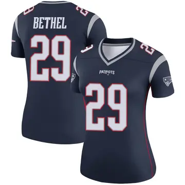 Women's Nike New England Patriots Justin Bethel Navy Jersey - Legend