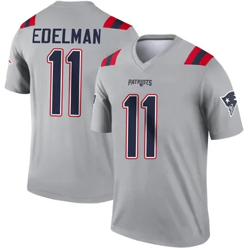 Youth Nike New England Patriots Julian Edelman Gray Inverted Jersey - Legend