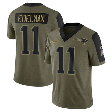 Youth Nike New England Patriots Julian Edelman Olive 2021 Salute To Service Jersey - Limited