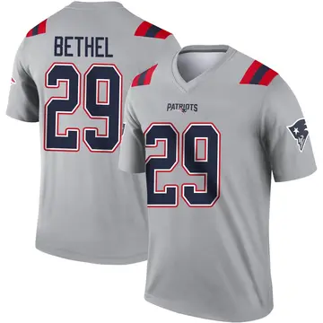 Youth Nike New England Patriots Justin Bethel Gray Inverted Jersey - Legend