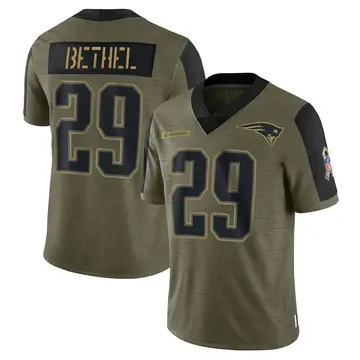 Youth Nike New England Patriots Justin Bethel Olive 2021 Salute To Service Jersey - Limited